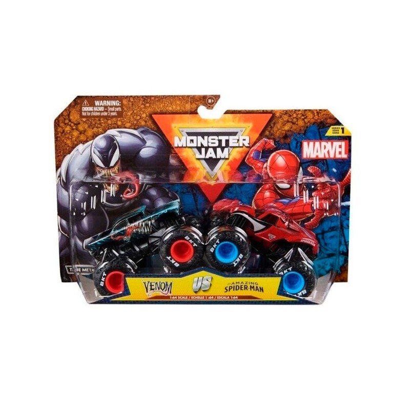 Blister 2 coches Spiderman vs Venom Marvel Monster Jam