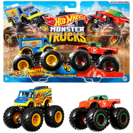 Blister 2 coches Demolicion Monster Trucks Hot Wheels surtido