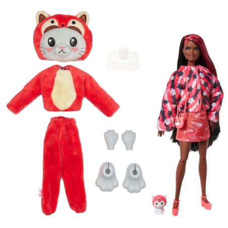 Muñeca Chelsea Cutie Reveal Serie Disfraces Gatito Panda Rojo Barbie