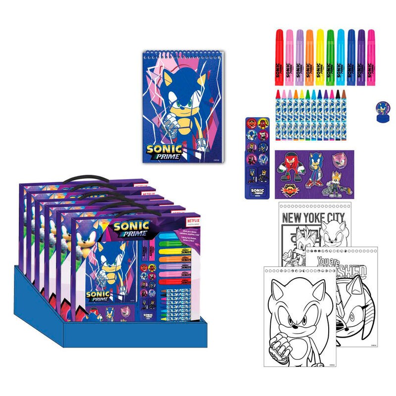 Set papeleria coloreable Sonic Prime