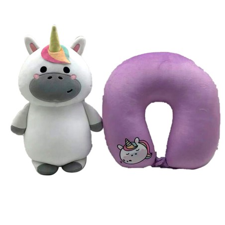 Almohada viaje + peluche Swapseazzz Unicornio Adoracorns